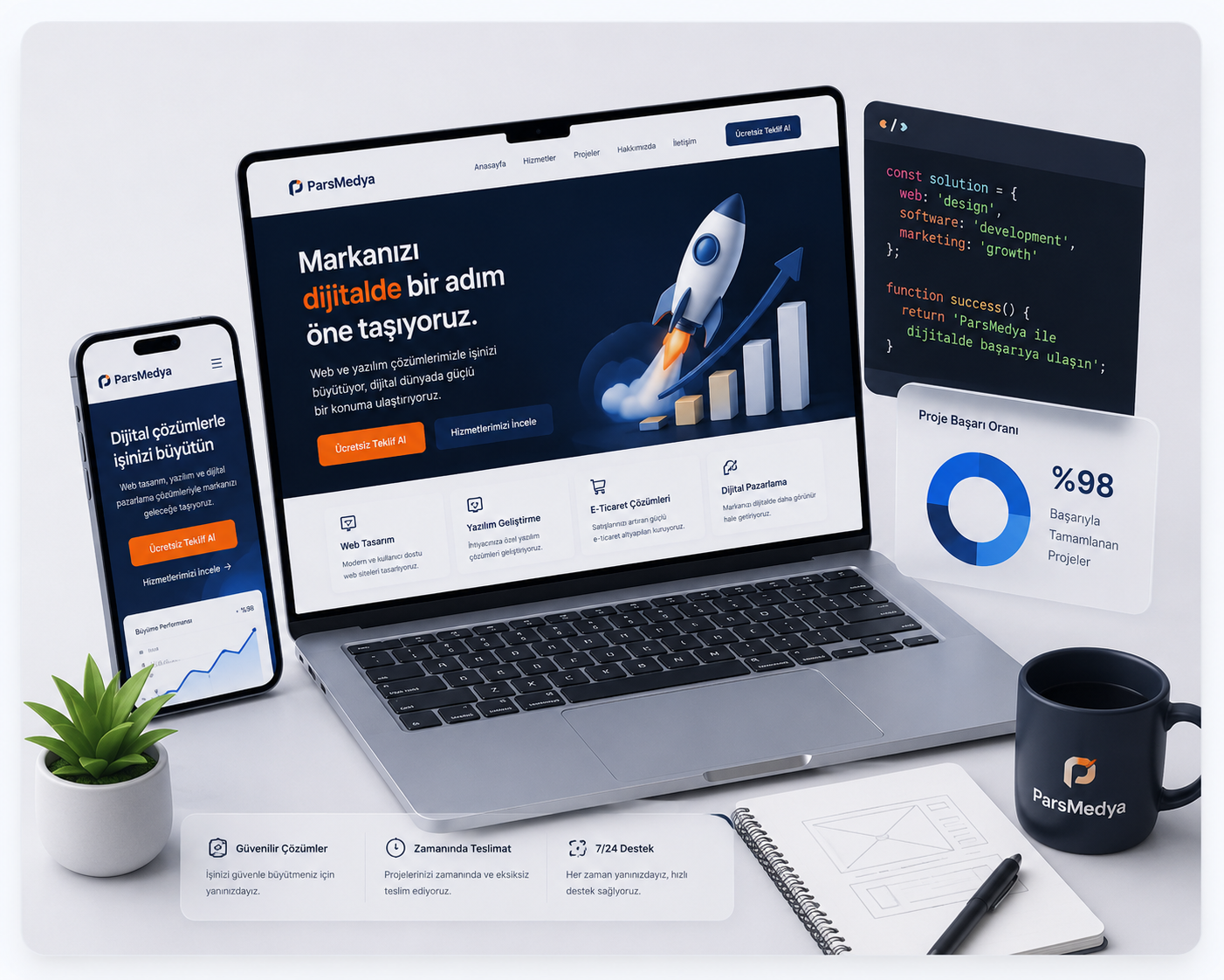 ParsMedya tarafından geliştirilen web ve mobil uygulama arayüzü